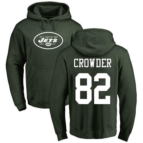 New York Jets Men Green Jamison Crowder Name and Number Logo NFL Football #82 Pullover Hoodie Sweatshirts